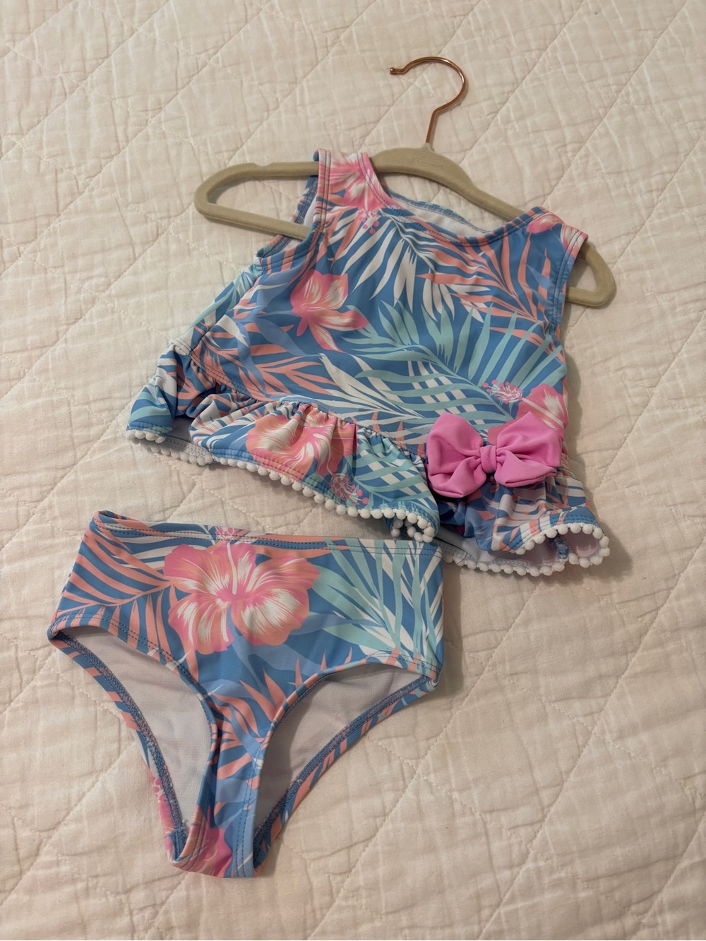 Tommy Bahama Girls Blue & Pink Tropical Floral Two-Piece Bikini Set